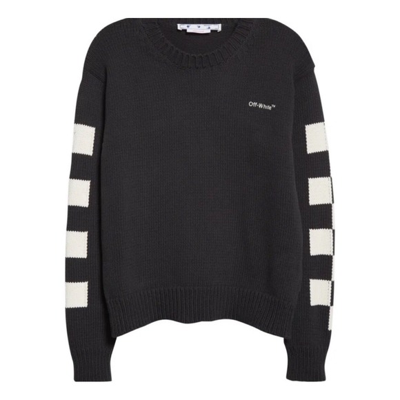 OFF-WHITE C/O VIRGIL ABLOH Cotton CheckeredCrewneck Size XL Men's - Picture 2 of 12